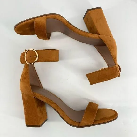 Aerosoles Lawrence Tan Faux Suede Women’s Buckle Block Heeled Sandal Size 9.5