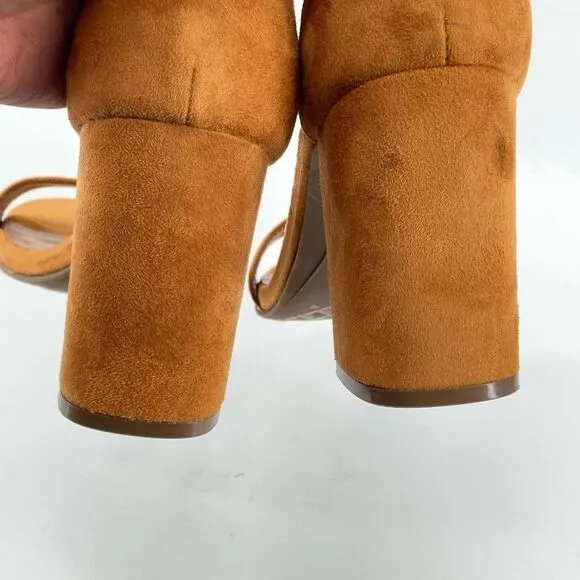 Aerosoles Lawrence Tan Faux Suede Women’s Buckle Block Heeled Sandal Size 9.5