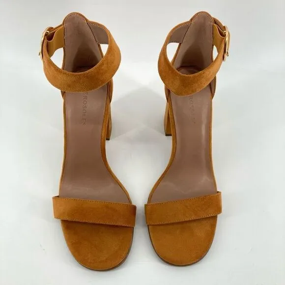 Aerosoles Lawrence Tan Faux Suede Women’s Buckle Block Heeled Sandal Size 9.5