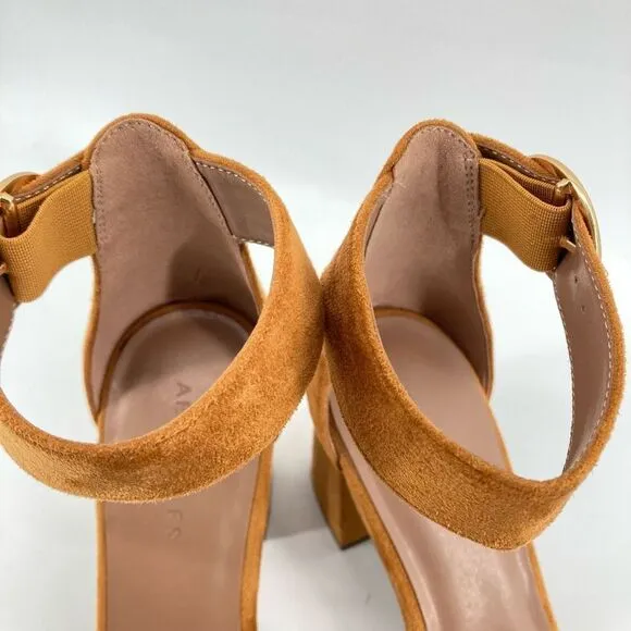 Aerosoles Lawrence Tan Faux Suede Women’s Buckle Block Heeled Sandal Size 9.5