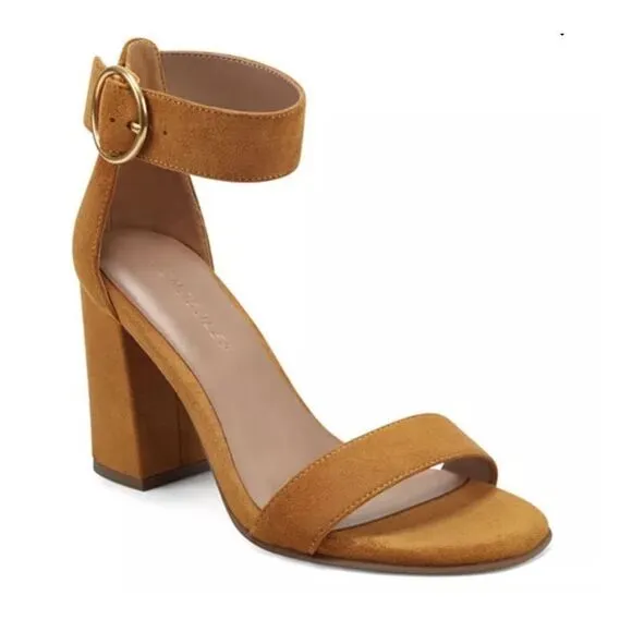Aerosoles Lawrence Tan Faux Suede Women’s Buckle Block Heeled Sandal Size 9.5