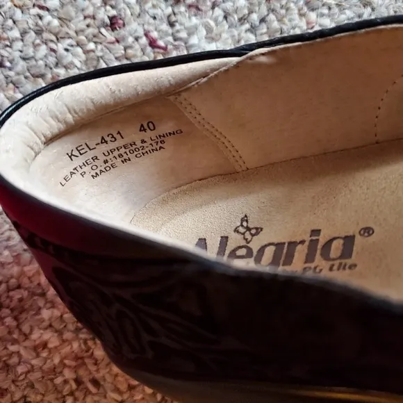 Alegria Black Embossed Leather Shoes