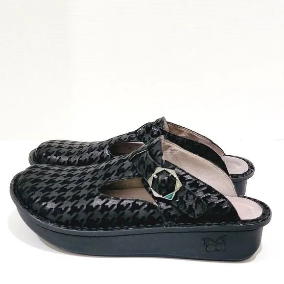 Alegria Classic Houndstooth Maxi Clogs Womens Size 38 8-8.5 Black ALG-772 Shoes