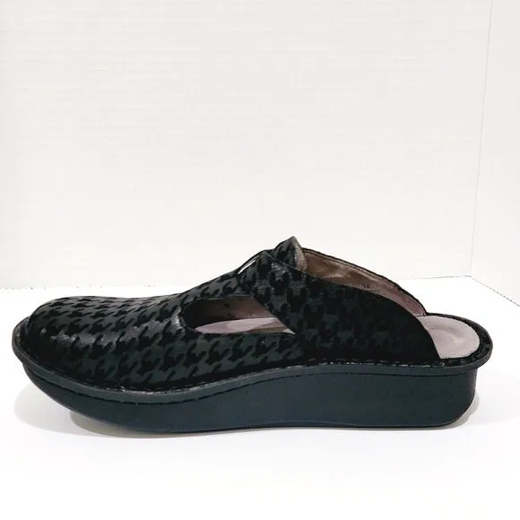 Alegria Classic Houndstooth Maxi Clogs Womens Size 38 8-8.5 Black ALG-772 Shoes