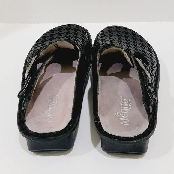 Alegria Classic Houndstooth Maxi Clogs Womens Size 38 8-8.5 Black ALG-772 Shoes