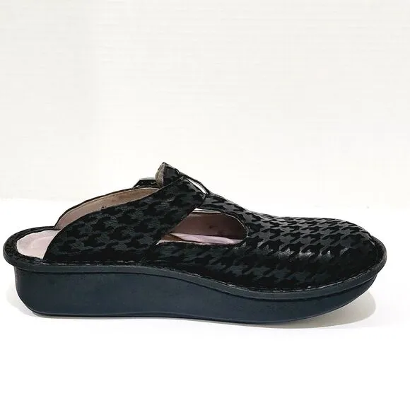 Alegria Classic Houndstooth Maxi Clogs Womens Size 38 8-8.5 Black ALG-772 Shoes