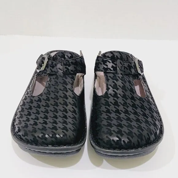 Alegria Classic Houndstooth Maxi Clogs Womens Size 38 8-8.5 Black ALG-772 Shoes