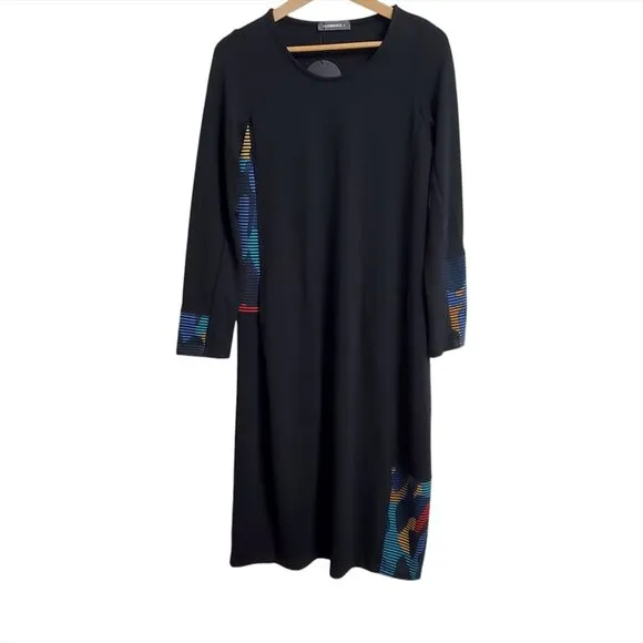 Alembika Riley Crew Cocoon Midi Dress Size 0 US 4-6 Ocean Long Sleeve Po…