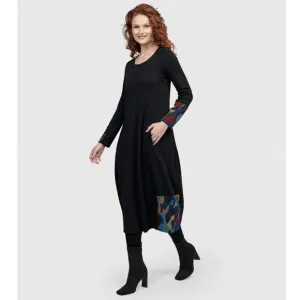 Alembika Riley Crew Cocoon Midi Dress Size 0 US 4-6 Ocean Long Sleeve Po…