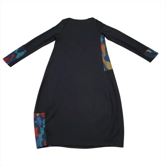 Alembika Riley Crew Cocoon Midi Dress Size 0 US 4-6 Ocean Long Sleeve Po…
