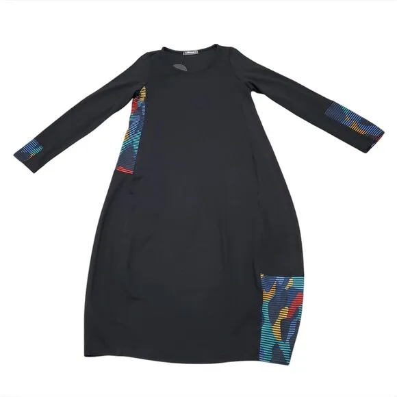 Alembika Riley Crew Cocoon Midi Dress Size 0 US 4-6 Ocean Long Sleeve Po…