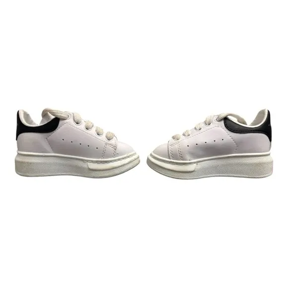 Alexander McQueen Kids’ Oversized Sneakers White Leather Black Sz 25 EU