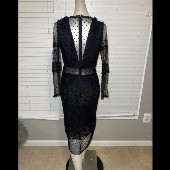 Alexis Elize Long-Sleeve Lace Midi Dress