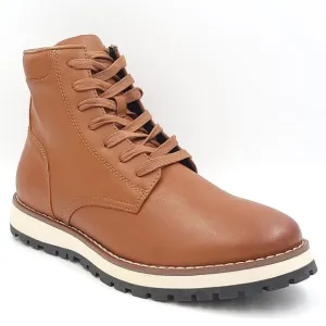 Alfani Men Combat Hiker Boots Andres Size US 7.5M Tan Brown Faux Leather