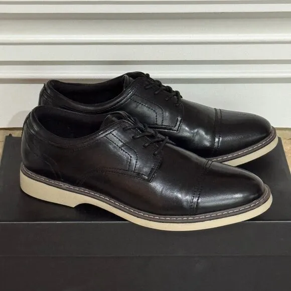 Alfani Theo Black Vegan Leather Oxford Shoes Memory Foam Cushioned Insole 9.5