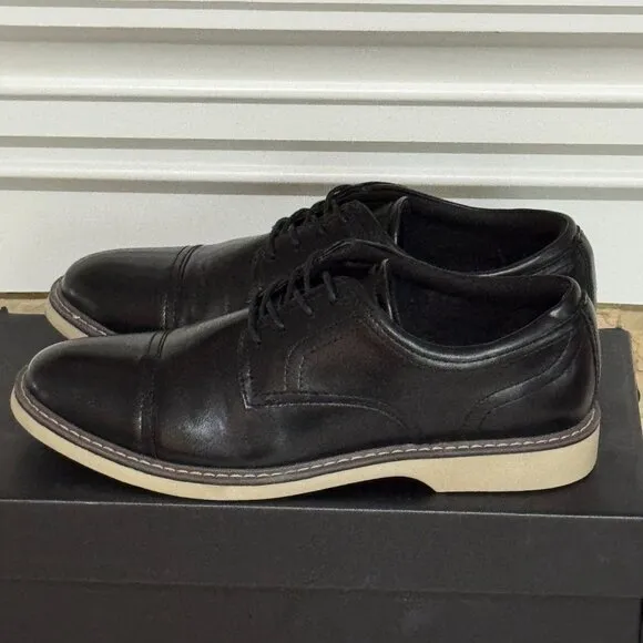 Alfani Theo Black Vegan Leather Oxford Shoes Memory Foam Cushioned Insole 9.5