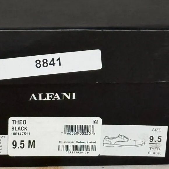 Alfani Theo Black Vegan Leather Oxford Shoes Memory Foam Cushioned Insole 9.5