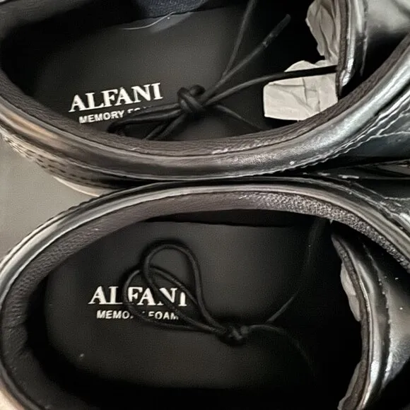 Alfani Theo Black Vegan Leather Oxford Shoes Memory Foam Cushioned Insole 9.5