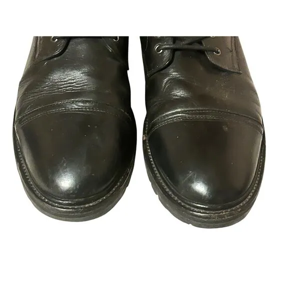 AllSaints Piero Combat Ankle Boots •Men 46 / US 13• Black Leather Portugal $450