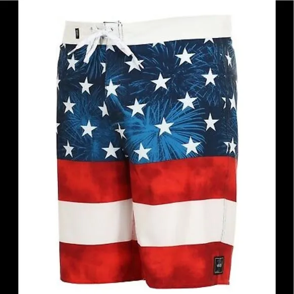 &gt;💙ERA BOARDSHORT USA FLAG TEAM STRIPES STARS STRETCH SWIM SHORT BRAND NEW VANS