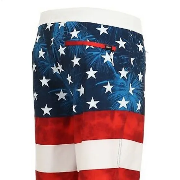 &gt;💙ERA BOARDSHORT USA FLAG TEAM STRIPES STARS STRETCH SWIM SHORT BRAND NEW VANS