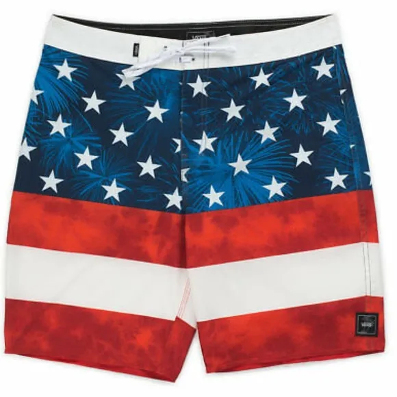 &gt;💙ERA BOARDSHORT USA FLAG TEAM STRIPES STARS STRETCH SWIM SHORT BRAND NEW VANS
