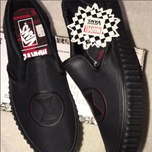 &gt;👩MARVEL AVENGERS BLACK WIDOW RED INSOLE CLASSIC SLIP-ON BRAND NEW VANS UNISEX