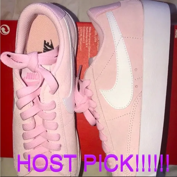 &gt;👧🏻SUEDE BLAZER LOE SD LIGHT PINK WHITE 😍 BRAND CUTE NEW NIKE 4.5 BIG GIRLS