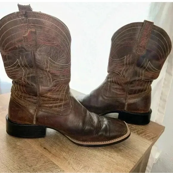 Ariat 10010963 Sport 11'' Wide Square Toe Western Boots for Men - Distressed