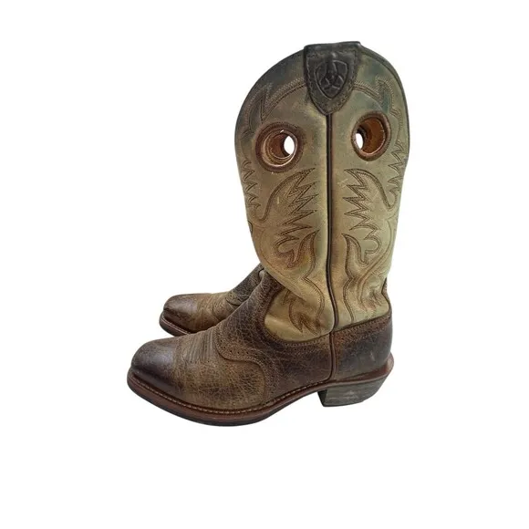 Ariat 34828 Brown Leather Cowboy Western Boots sz 9 EE Country Ranch workwear