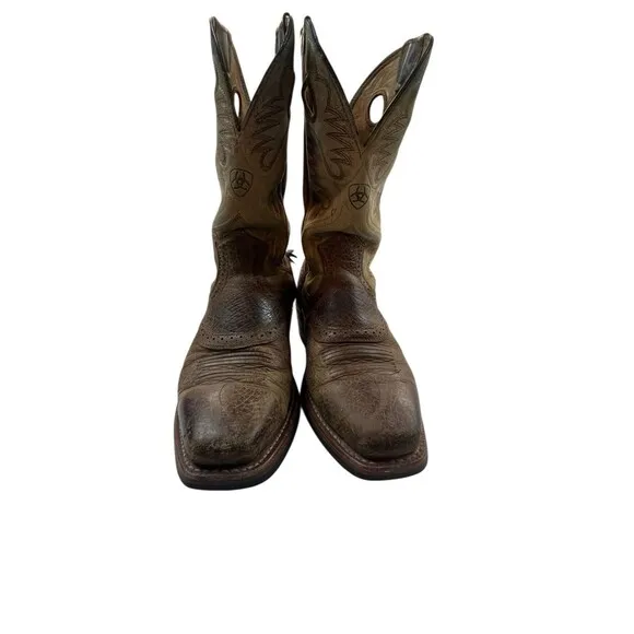 Ariat 34828 Brown Leather Cowboy Western Boots sz 9 EE Country Ranch workwear