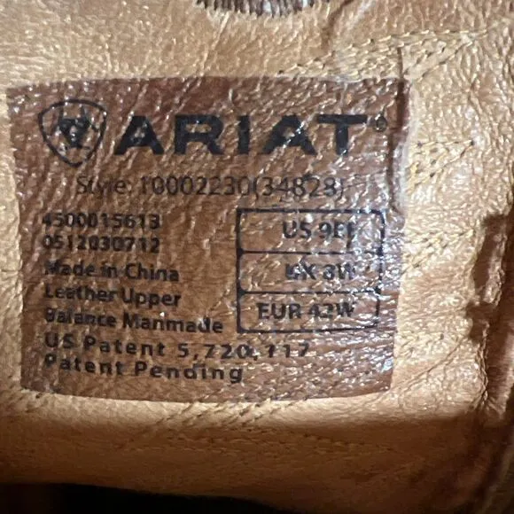 Ariat 34828 Brown Leather Cowboy Western Boots sz 9 EE Country Ranch workwear