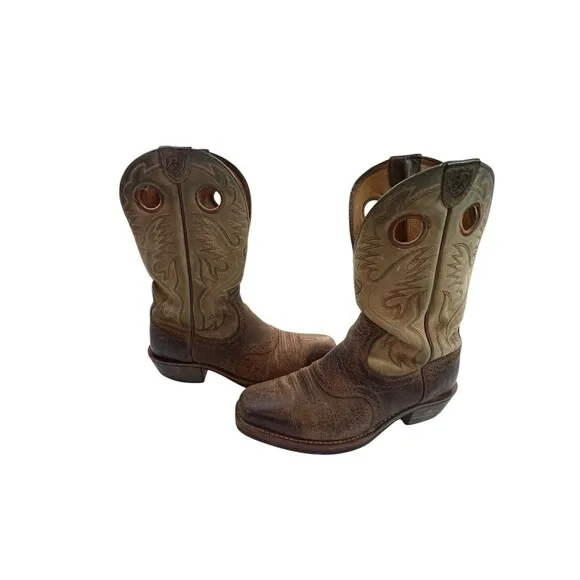 Ariat 34828 Brown Leather Cowboy Western Boots sz 9 EE Country Ranch workwear