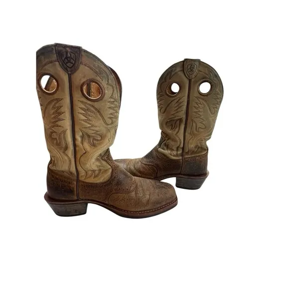 Ariat 34828 Brown Leather Cowboy Western Boots sz 9 EE Country Ranch workwear
