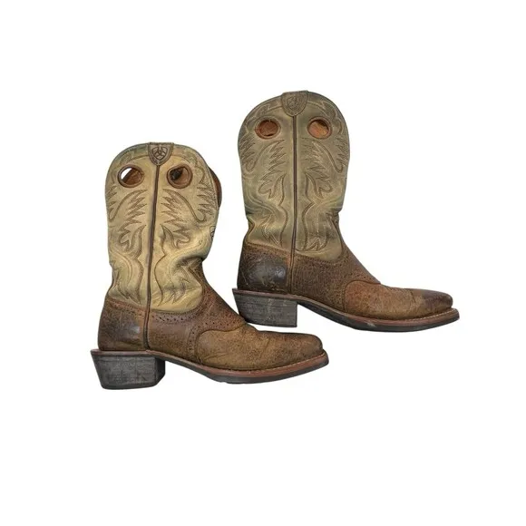 Ariat 34828 Brown Leather Cowboy Western Boots sz 9 EE Country Ranch workwear