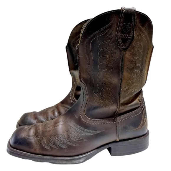 Ariat 9D Rambler Phoenix Dark Distressed Brown Leather Western Boot Men Size 8.5