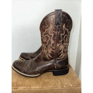 Ariat Cowboy Boots Sz 13D‎ Heritage R Toe Western Distressed Brown