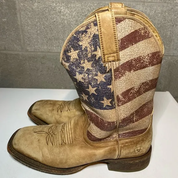 Ariat Men's Circuit Proud American Flag Western‎ Boot Wide Square Toe Size 8.5D