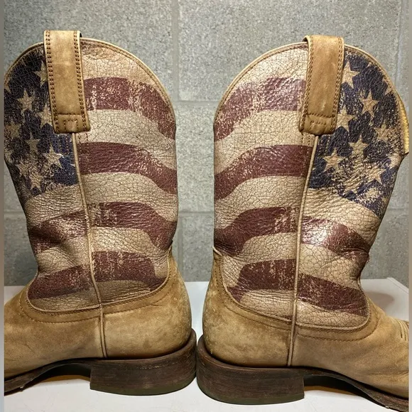 Ariat Men's Circuit Proud American Flag Western‎ Boot Wide Square Toe Size 8.5D