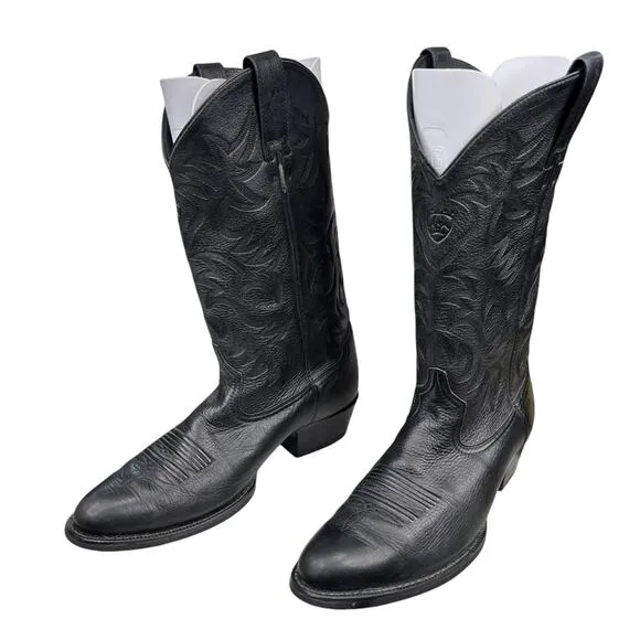 Ariat Men’s Heritage Black Leather Western Cowboy Boot Size US  10.5 D