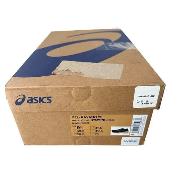 ASICS Gel-Kayana 29 Black and White Athletic Running Shoes Women’s 9.5 Wide