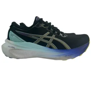 ASICS Gel Kayano 30 Black Blue Glow Yellow Running Sneaker Shoe Women SZ 7 Wide