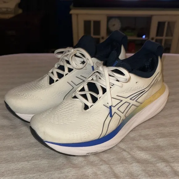 Asics White and Blue Athletic Shoes for Performance