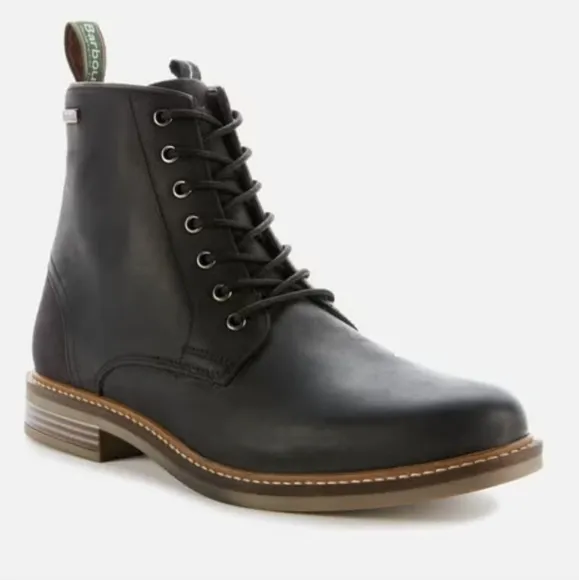 BARBOUR Round Toe Black Waxy Seaham Lace &amp; Zip Boots