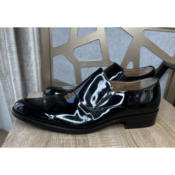 BENITO Dress SHOES SLIP ON LOAFERS GORE Patent LEATHER BLACK MEN 8.5