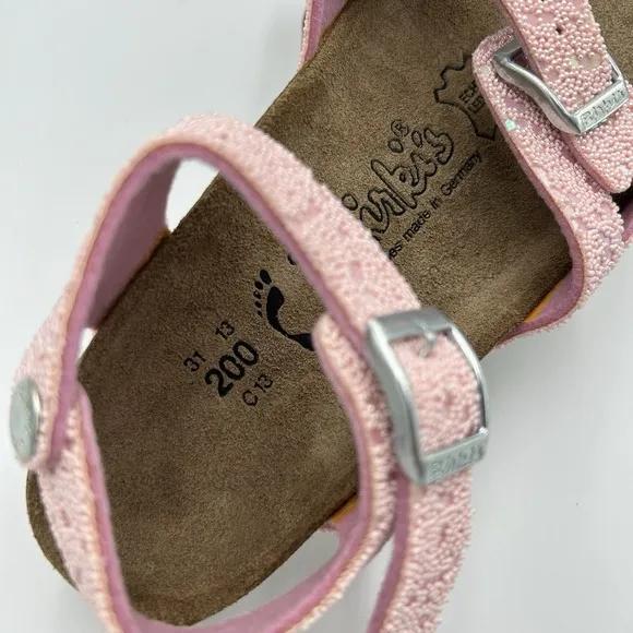 Birkenstock Birkis Sandals Kids Girls US C13 Open Toe Buckle Straps Sparkle Pink