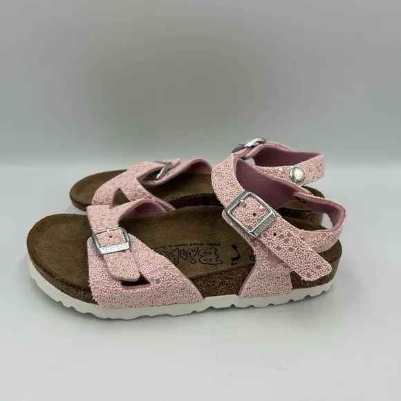 Birkenstock Birkis Sandals Kids Girls US C13 Open Toe Buckle Straps Sparkle Pink