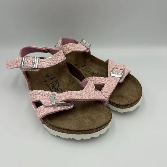 Birkenstock Birkis Sandals Kids Girls US C13 Open Toe Buckle Straps Sparkle Pink