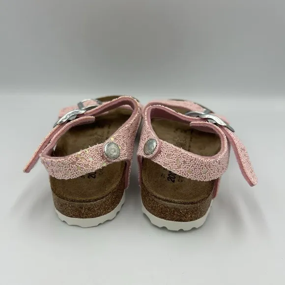 Birkenstock Birkis Sandals Kids Girls US C13 Open Toe Buckle Straps Sparkle Pink