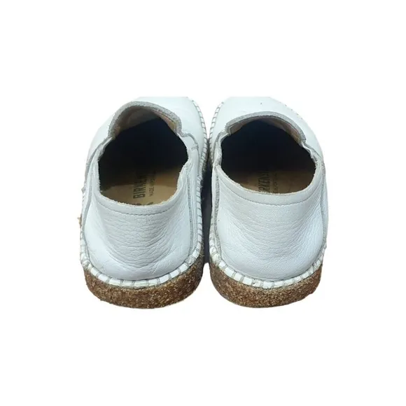 Birkenstock Callan White Pabbled Leather Slip on EU 38 Womens 7